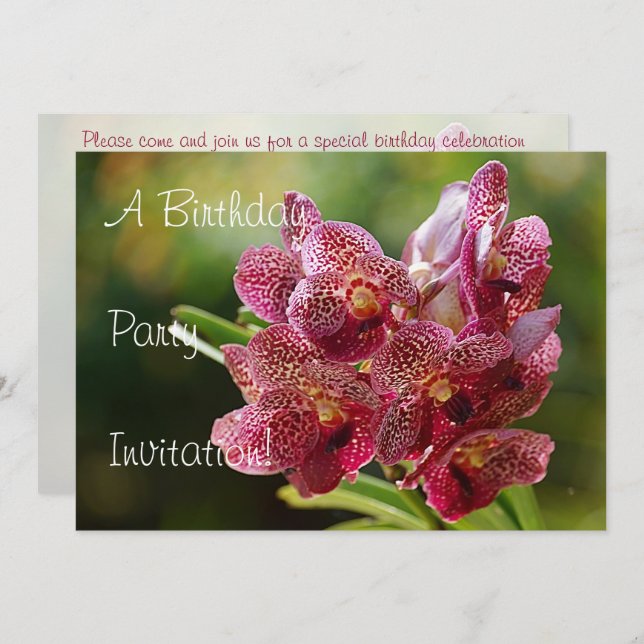 Tropical Vanda Orchid Cluster Birthday Einladung (Vorne/Hinten)
