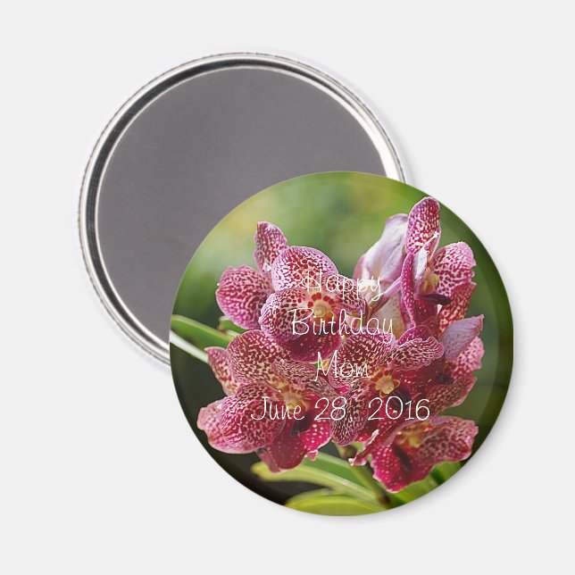 Tropical Vanda Orchid Cluster Button Magnet (Vorderseite/Rückseite)
