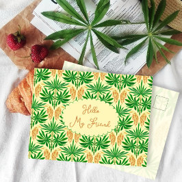 Tropical Vibe Palm Pattern Friendship  Postkarte