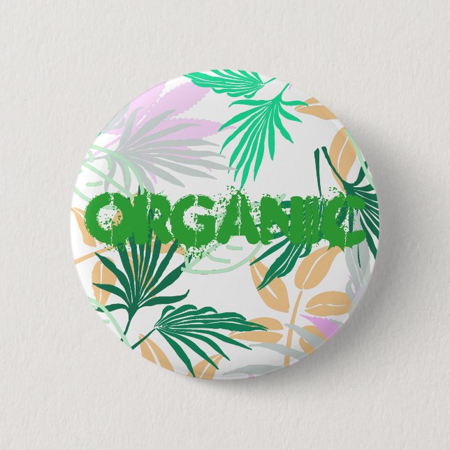 Tropical Vibes Blätter Pflanze Button (Vorderseite)