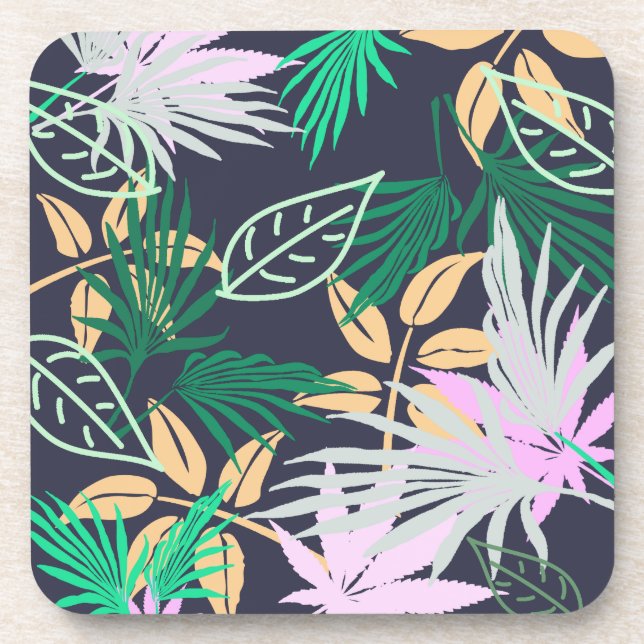 Tropical Vibes Blätter Pflanze Getränkeuntersetzer (Vorderseite)