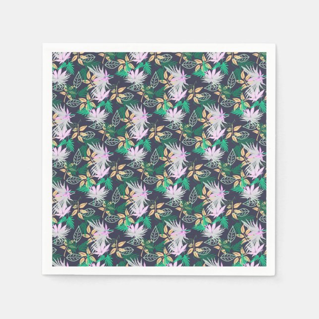 Tropical Vibes Blätter Pflanze Serviette (Vorderseite)