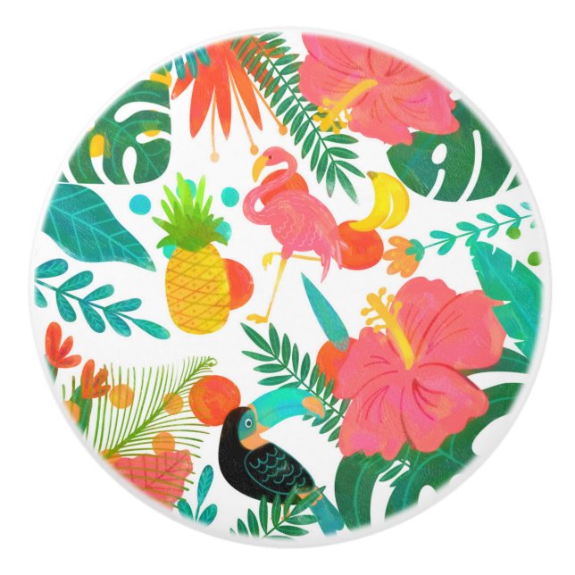 Tropical Vibes Floral Blätter Summer Chic Keramikknauf (Vorderseite)