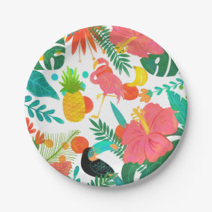 Tropical Vibes Floral Blätter Summer Luau Party Pappteller