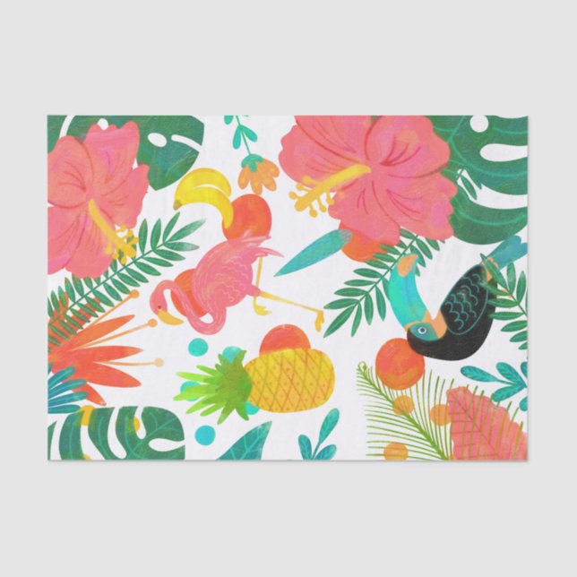 Tropical Vibes Floral Blätter Summer Luau Party Seidenpapier (Vorderseite)