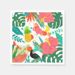 Tropical Vibes Floral Blätter Summer Luau Party Serviette