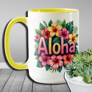 Tropical Vibes Hawaiian Aloha Blume Tasse