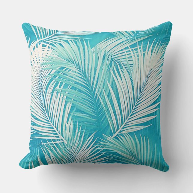 Tropical Vibes Palm Fronds Pillow Kissen (Vorderseite)