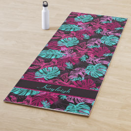 Tropical Vibes | Rosa und Blau Monstera Leaf Yogamatte