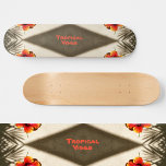 Tropical Vibes Skateboard<br><div class="desc">Spüren Sie die tropischen Vögel! Inspiriert durch die Ursprünge des Skateboardens des Surfens auf Bürgersteigen, Surfen, Inseln und Sand sind in diesem Skateboard-Design integriert. Das Skateboard ist braun mit Sand und orangefarbenen Blume, die Hibisken sind in einem hawaiianischen Stil gehalten, sodass Sie sich mit einem Namen ganz nach Ihren Wünschen...</div>