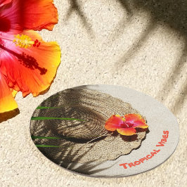 Tropical Vibes Sun Hat Runder Pappuntersetzer