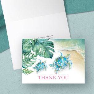Tropical Vielen Dank Card Wasserfarbenschildkröte Dankeskarte