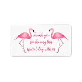 Tropical Vielen Dank Pink Flamingos Wedding Beach Adressaufkleber