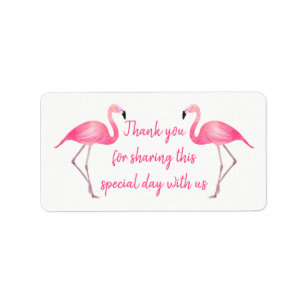 Tropical Vielen Dank Pink Flamingos Wedding Beach Adressaufkleber