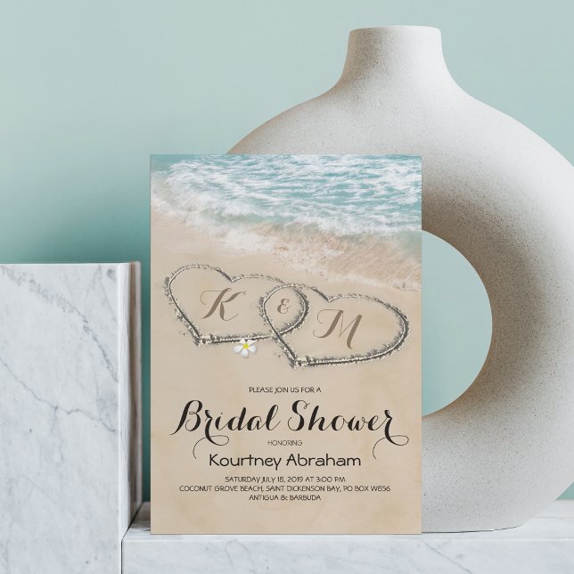 Tropical Vintag Beach Heart Brautparty Einladung (Von Creator hochgeladen)
