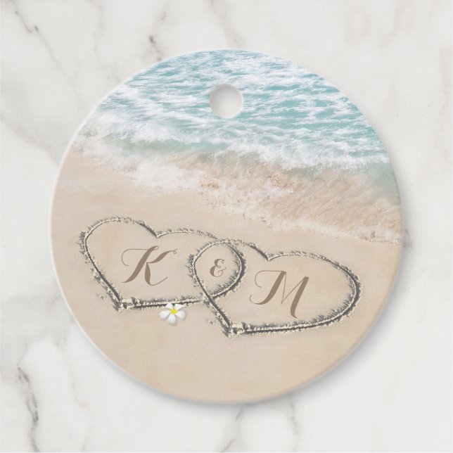 Tropical Vintag Beach Heart Shore Wedding Geschenkanhänger (Vorderseite)