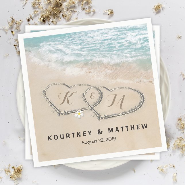 Tropical Vintag Beach Heart Shore Wedding Serviette (Von Creator hochgeladen)