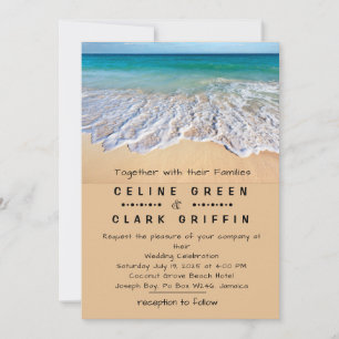 Tropical Vintag Beach Hochzeit in Urlaubsort Einladung