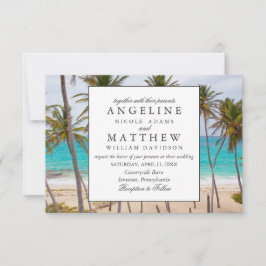Tropical Vintag Beach Shore Palm Wedding Einladung