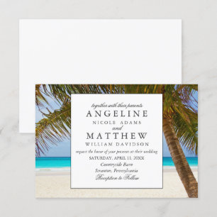 Tropical Vintag Beach Shore Palm Wedding Einladung