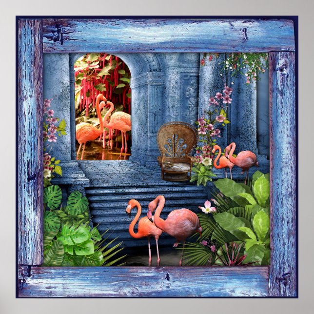 Tropical Vintag Blue Marble Palace Poster (Vorne)