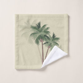 Tropical Vintage Palm Trees on Pale Green Waschlappen