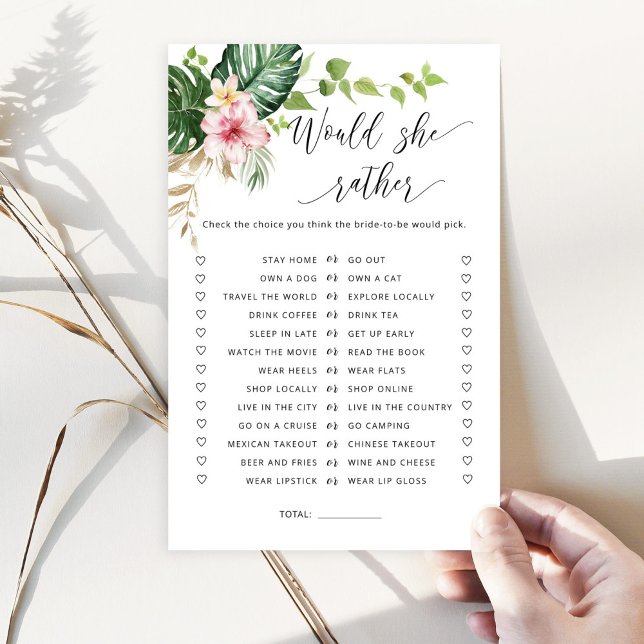 Tropical Wäre sie lieber Brautparty-Spiel (Von Creator hochgeladen)