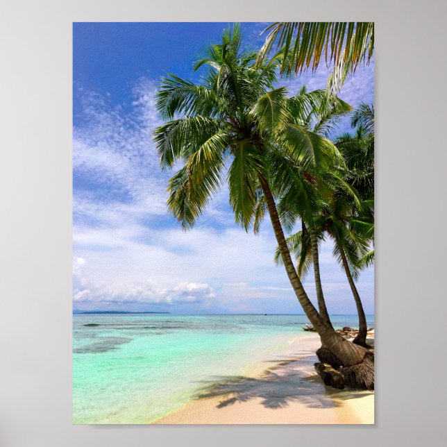 Tropical Water Palm Tree Island Beach Poster (Vorne)