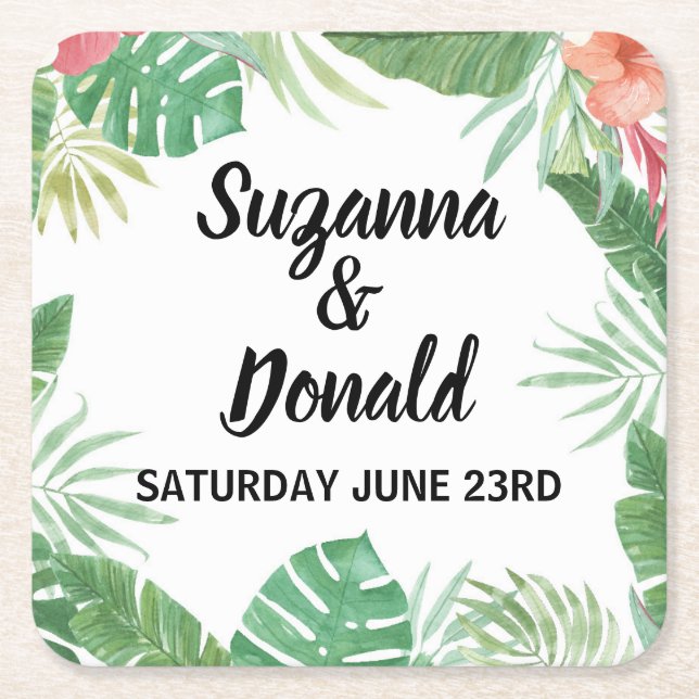 Tropical Watercolor Aloha Untersetzer Wedding Part (Vorderseite)
