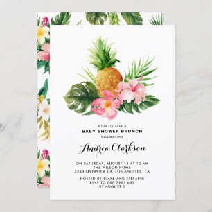 Tropical Watercolor Ananas Baby Shower Brunch Einladung