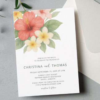 Tropical Watercolor Beach Hochzeit Einladung