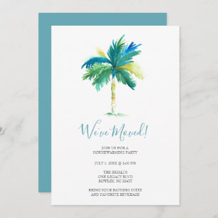 Tropical Watercolor Beach Housewarming Party Einladung