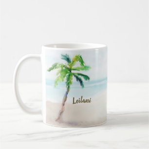 Tropical Watercolor Beach Palm Tree Kaffeetasse