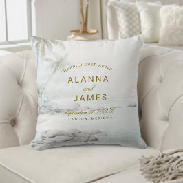 Tropical Watercolor Beach Wedding Keepsake Pillow Kissen