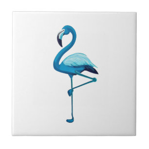 Tropical Watercolor Blue Flamingo Gold Fliese