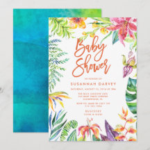 Tropical Watercolor Calligraphy Babydusche