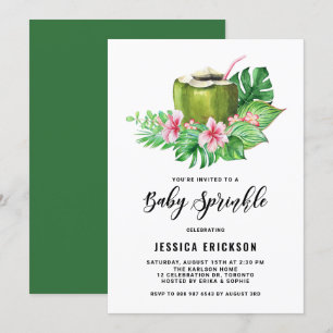 Tropical Watercolor Coconut Summer Baby Sprinkle Einladung