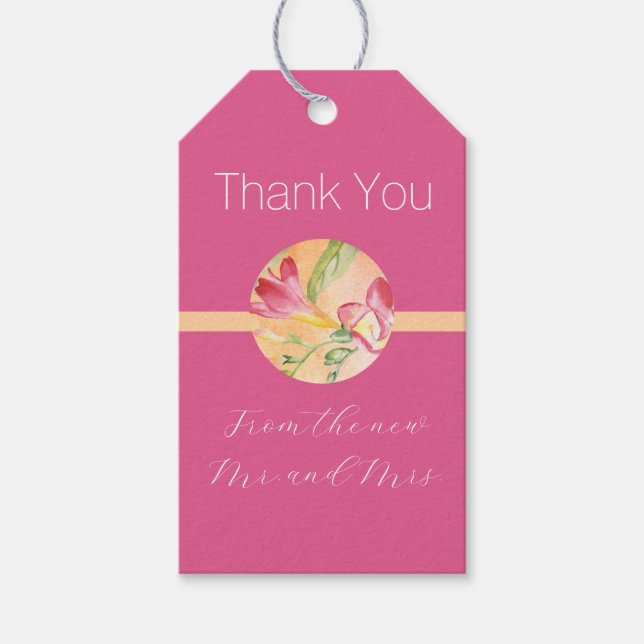 Tropical Watercolor Freesia Geschenkanhänger (Vorderseite)