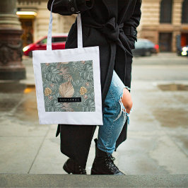 Tropical Watercolor Gold & Green Blätter Muster Tragetasche