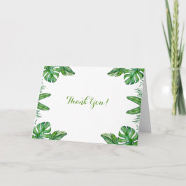 Tropical Watercolor Green Monstera Blätter Rahmen Dankeskarte