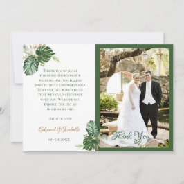 Tropical Watercolor Green Palm Blätter Hochzeit Dankeskarte