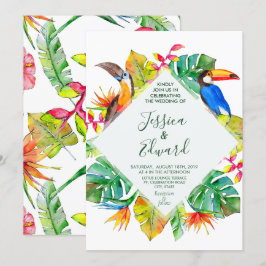 Tropical Watercolor Hawaii Exotic Birds Einladung