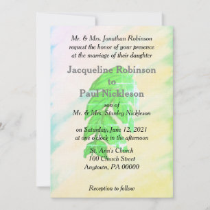 Tropical Watercolor Leaf Wedding Suite Einladung
