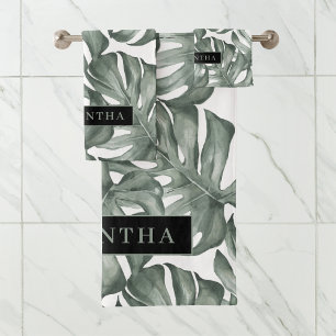 Tropical Watercolor Modern Oasis Leaves Badhandtuch Set