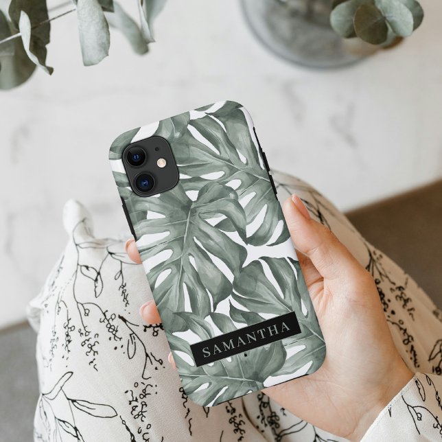Tropical Watercolor Modern Oasis Leaves Case-Mate iPhone Hülle (Von Creator hochgeladen)