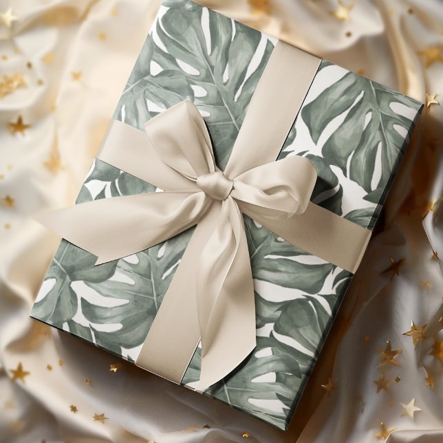 Tropical Watercolor Modern Oasis Leaves Geschenkpapier (Von Creator hochgeladen)