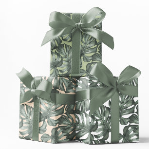 Tropical Watercolor Modern Oasis Leaves Geschenkpapier Set