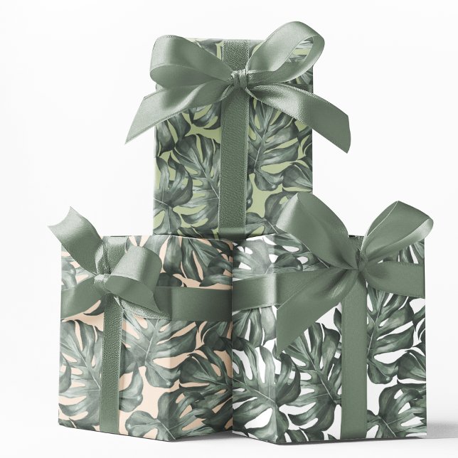 Tropical Watercolor Modern Oasis Leaves Geschenkpapier Set (Von Creator hochgeladen)