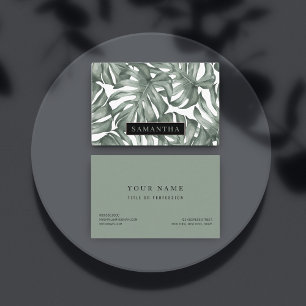 Tropical Watercolor Modern Oasis Leaves Visitenkarte
