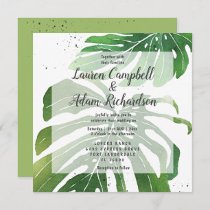 Tropical Watercolor Monstera Foliage Einladung